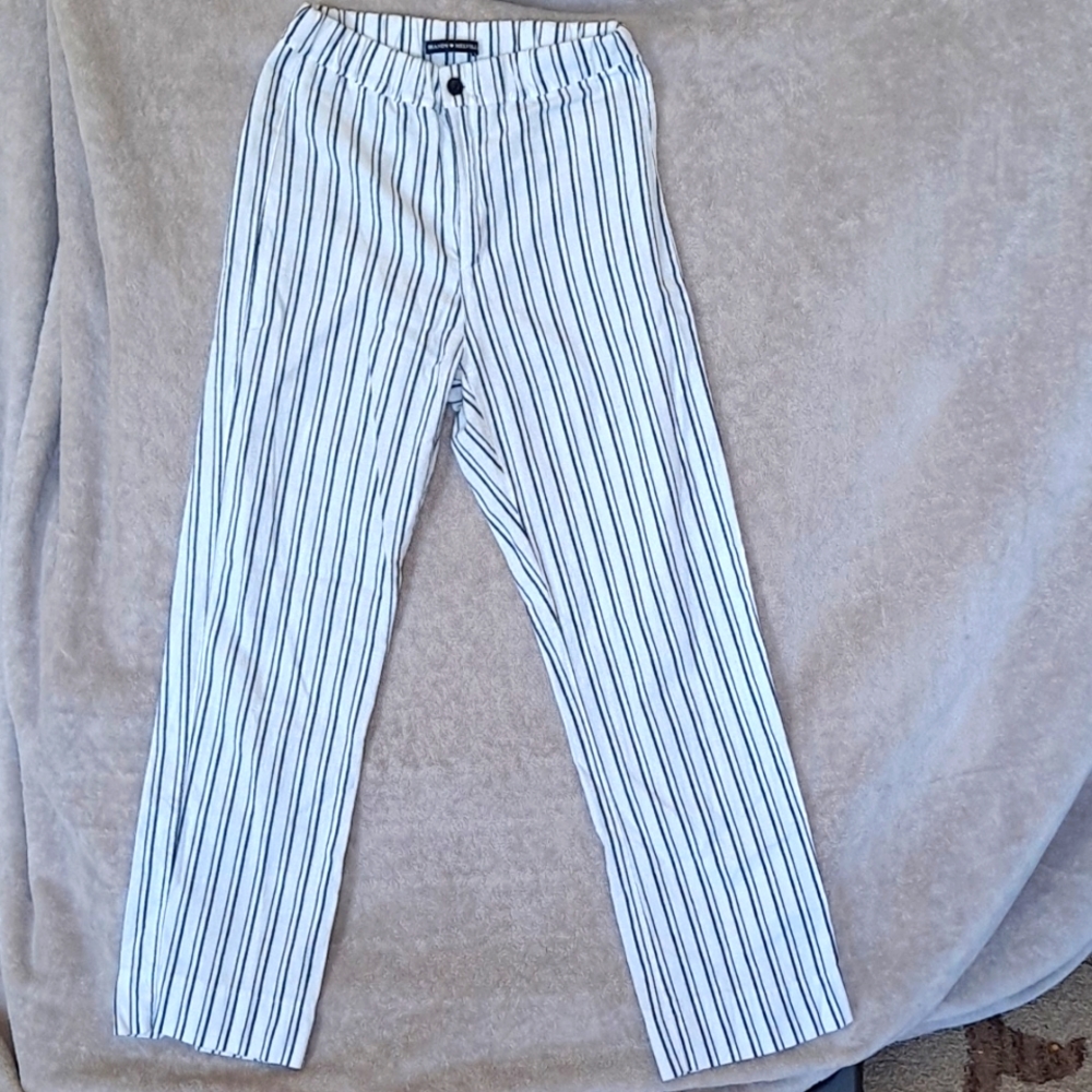 Brandy Melville Women's withe and blue Striped  Pants ONE SIZE S/XS